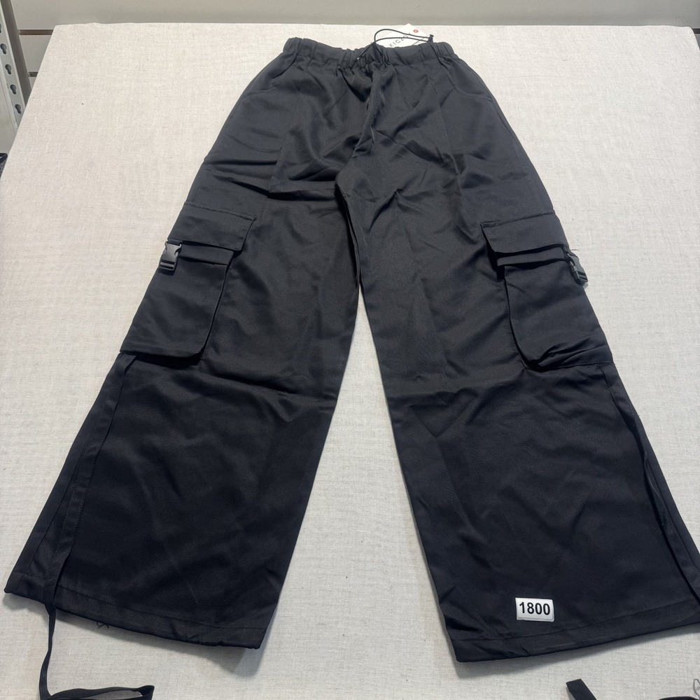 KICZOY Cargo Pants Womens Small Black‎ Wide Leg Utility Trousers NEW
